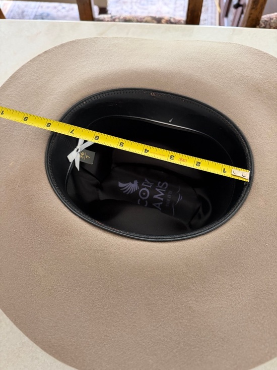 Neutral Wide-Brim Floral Cowgirl Hat - Taupe with Pink & Cream Flowers - Picture 6 of 9